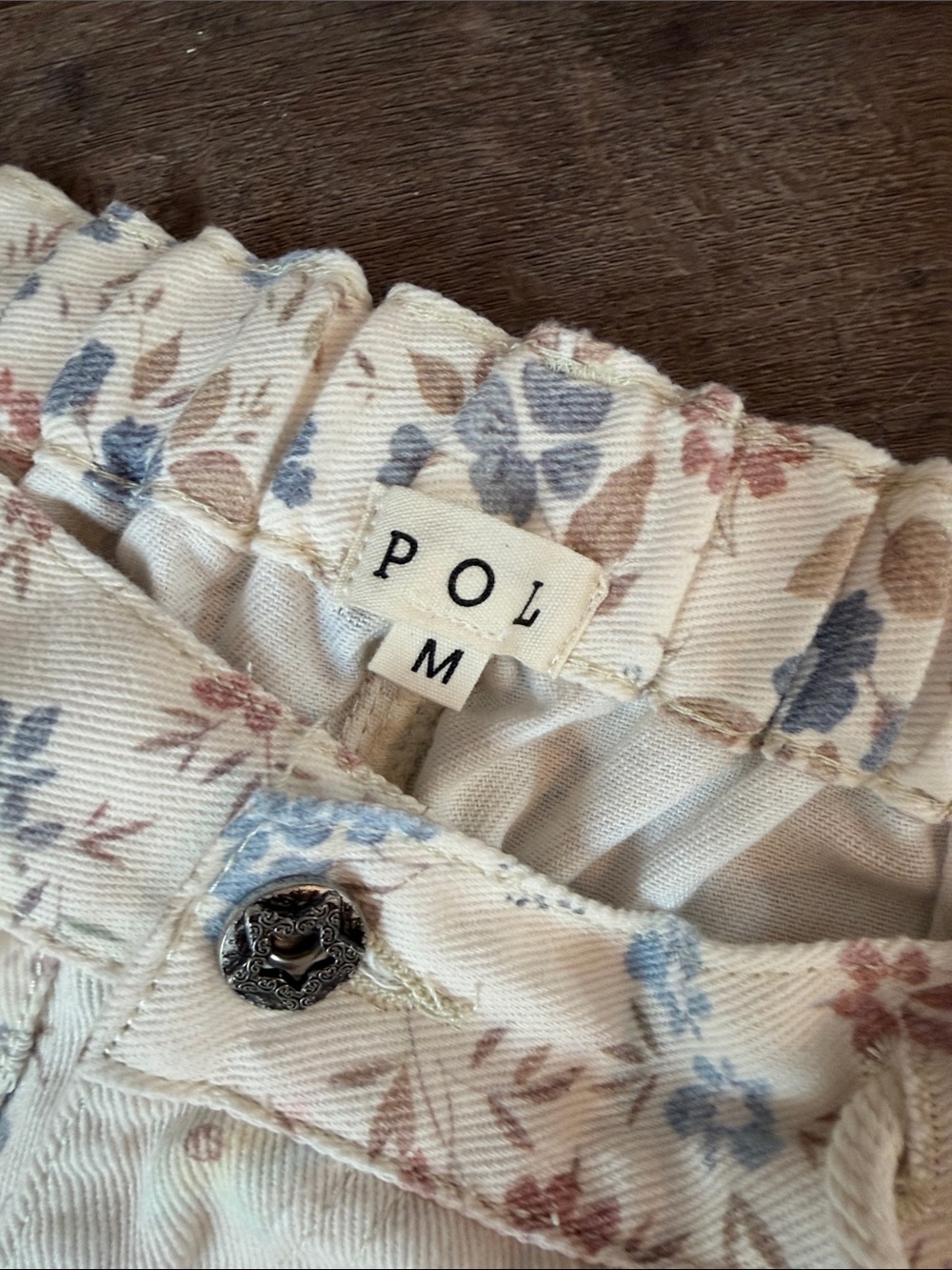 POL Cream Floral Jeans with Blue & Peach Blooms - Picture 2 of 3